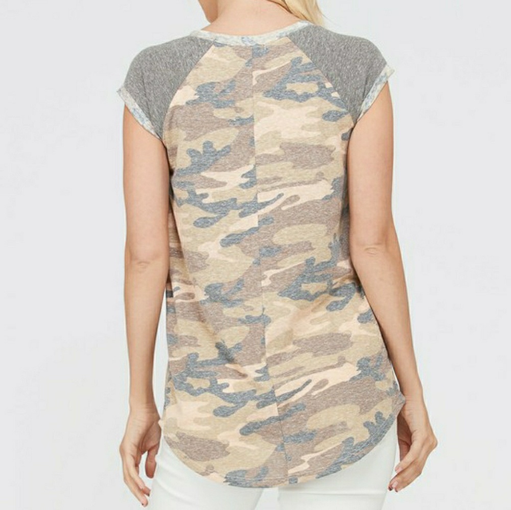 Gray and Tan Camo Short Sleeve Tee
